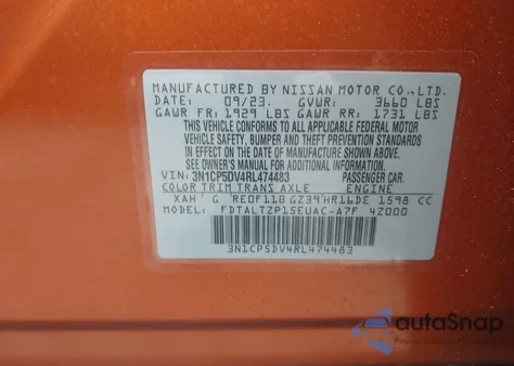 2024 Nissan Kicks Sr Xtronic Cvt z USA, uszkodzony, nr VIN 3N1CP5DV4RL474483